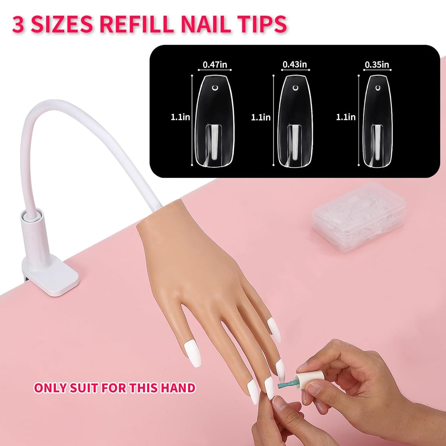 Flexible Acrylic Nail Practice Hand - Realistic Mannequin for Training & Nail Tips