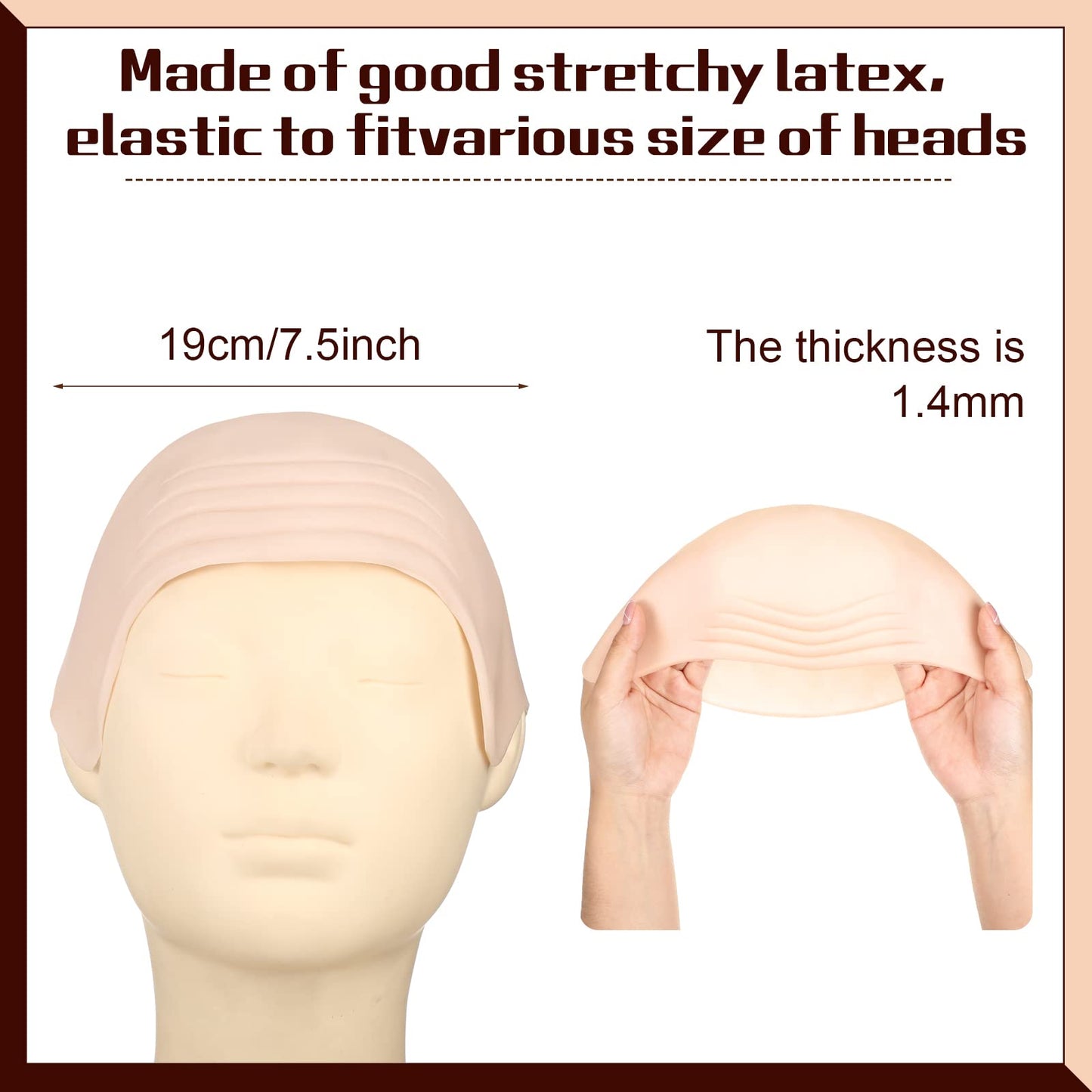WILLBOND 4 Pcs Halloween Bald Caps Makeup Latex Bald Caps Head Wig hat Costume Accessories for Adults(Skin Color,Simple Style)