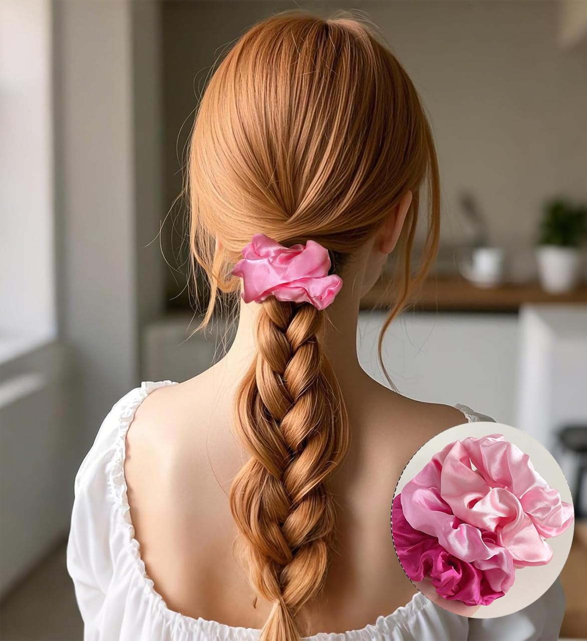 Satin Scrunchies for Women, Silk Hair Ties, Gentle on Thin & Thick Hair and Girls Mulberry Silk Hair Ties for Thick Curly & Thin Hair Soft Ponytail Holder No Damage 16 Pcs