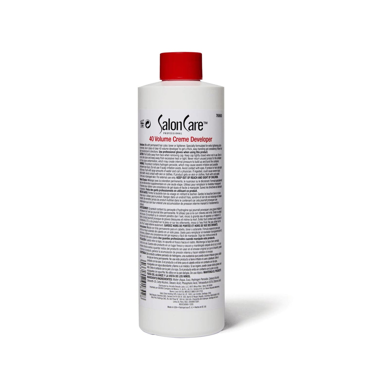 Salon Care 40 Volume Creme Developer, Strong Lift Formula, Easy to Handle Cream Consistency, Can Be Used as a Bleach Booster, 16 oz
