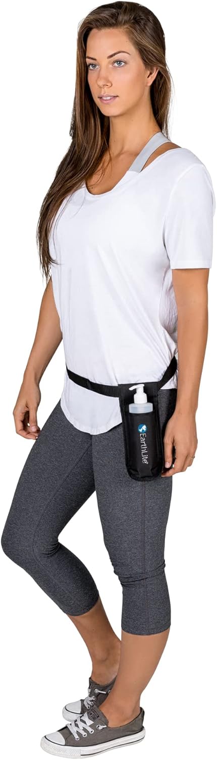 EARTHLITE Double Holster Massage Bottle Kit - 2 Heavy-Duty 8oz Bottles & Adjustable Strap for Oils & Lotions