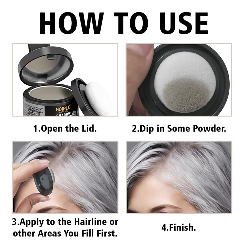 Lockmio Root Cover Up Powder for Women - Light Gray Hairline Powder for Bald Spots, Eyebrows, Beard Line, Light-Blonde Hair Fibers for Thinning Hair Shadow Powder 2 Pack