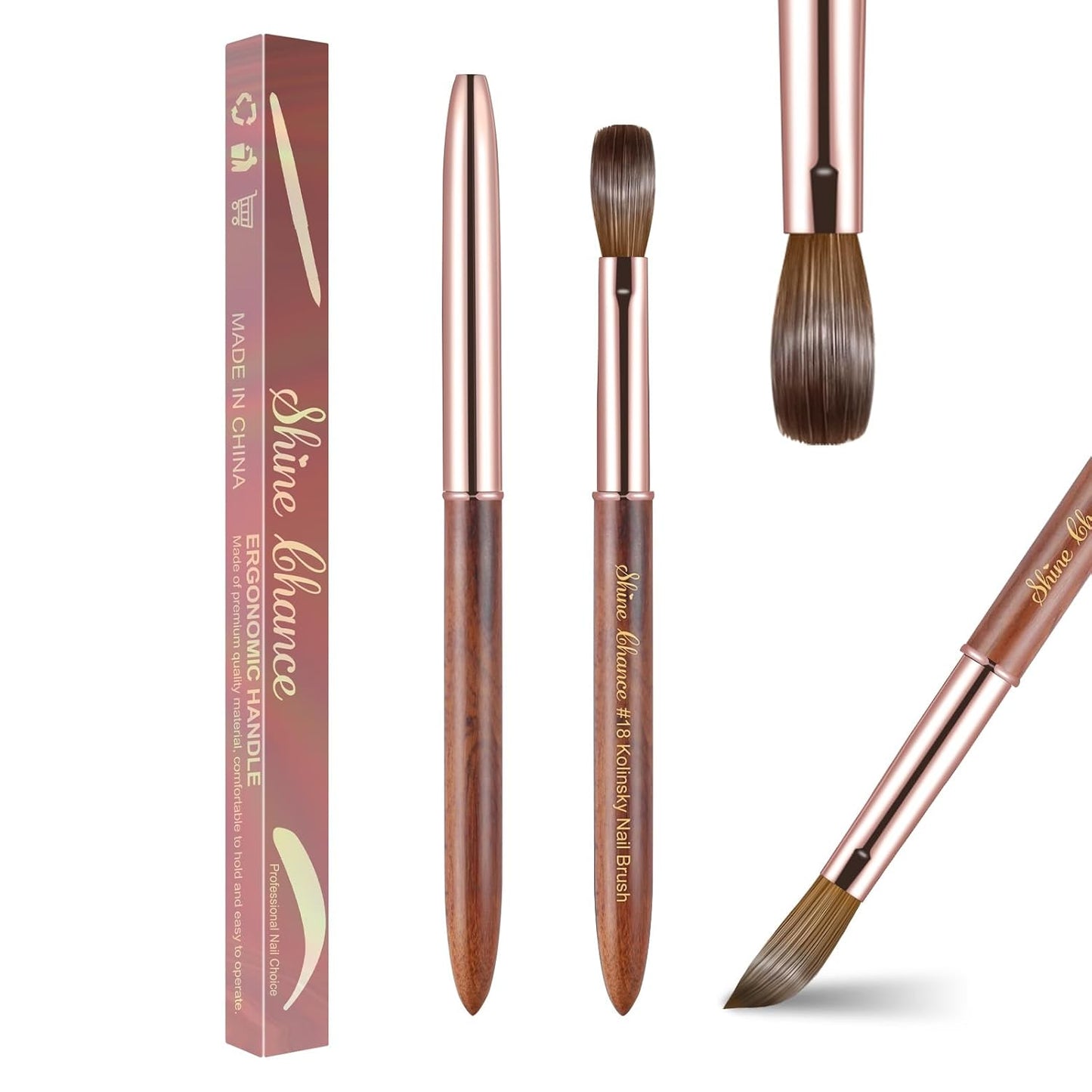 Professional Acrylic Nail Art Brush - Size 16 Kolinsky Hair Oval for DIY Salon