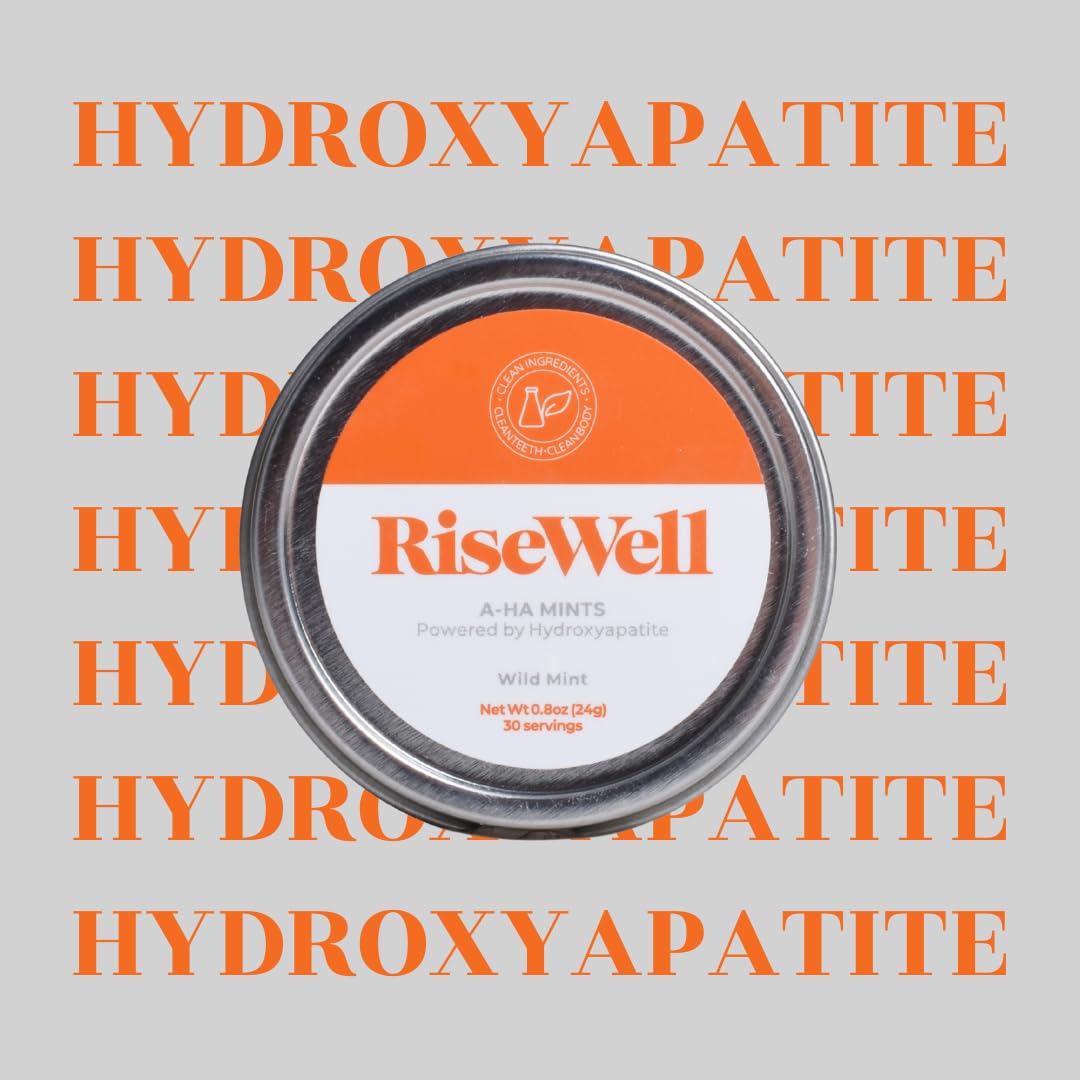 RiseWell a-HA Mint - Xylitol Mints for Dry Mouth - Hydroxyapatite Sugar Free Breath Mints - Promotes Remineralization and Freshens Breath, On-The-Go Oral Mint, 30 Count