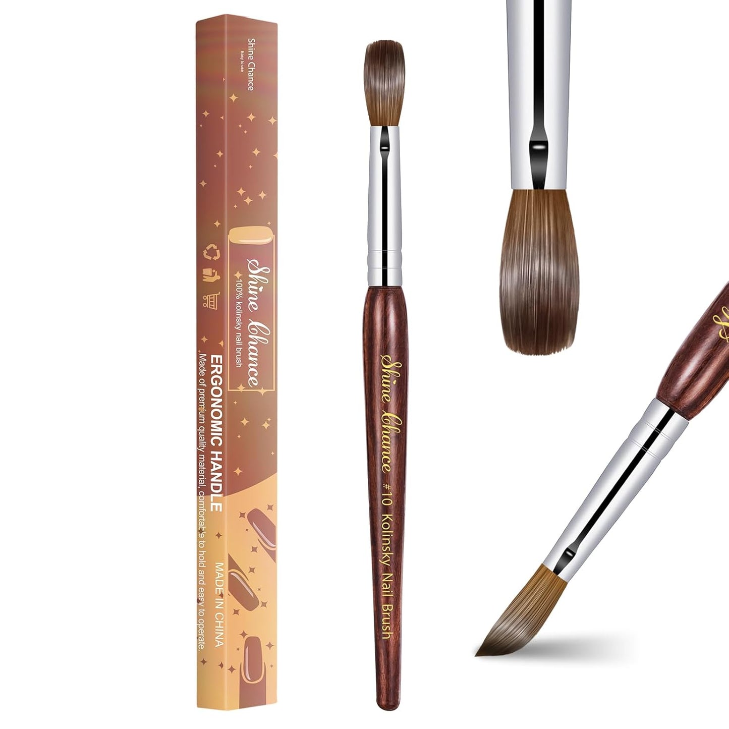 Professional Acrylic Nail Art Brush - Size 16 Kolinsky Hair Oval for DIY Salon