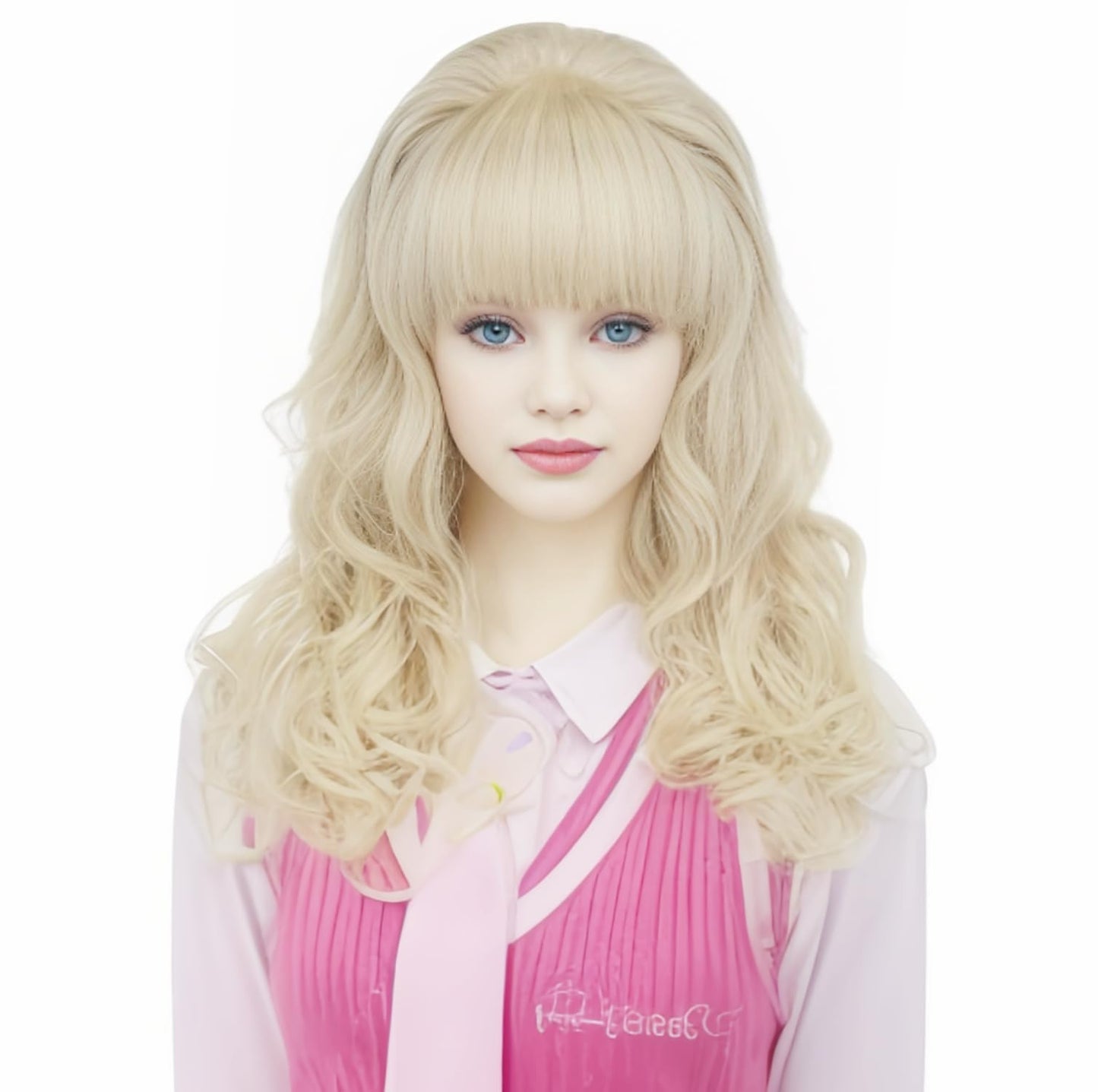 Gerulyss Long Wavy Wigs with Big Bouffant Blonde 80s Costume Classical Wig with Bangs Beehive Hair Wig for Women