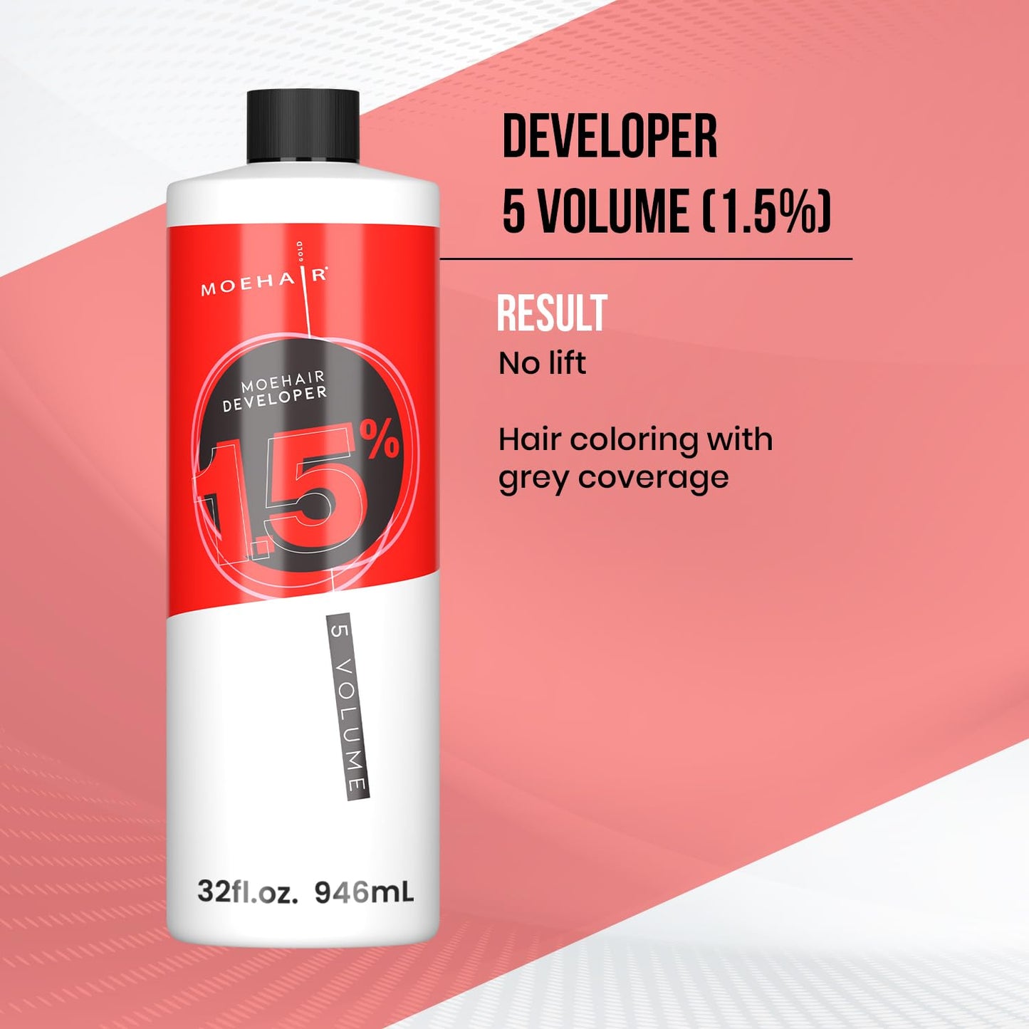 MOEHAIR Hair Color Developer 1.5% Hydrogen Peroxide | 5 Volume Creme Developer for Coloring and Bleaching | Paraben-free | Professional-Grade Hair Creme Developer | Peach Fragrance – 32 Fl. Oz