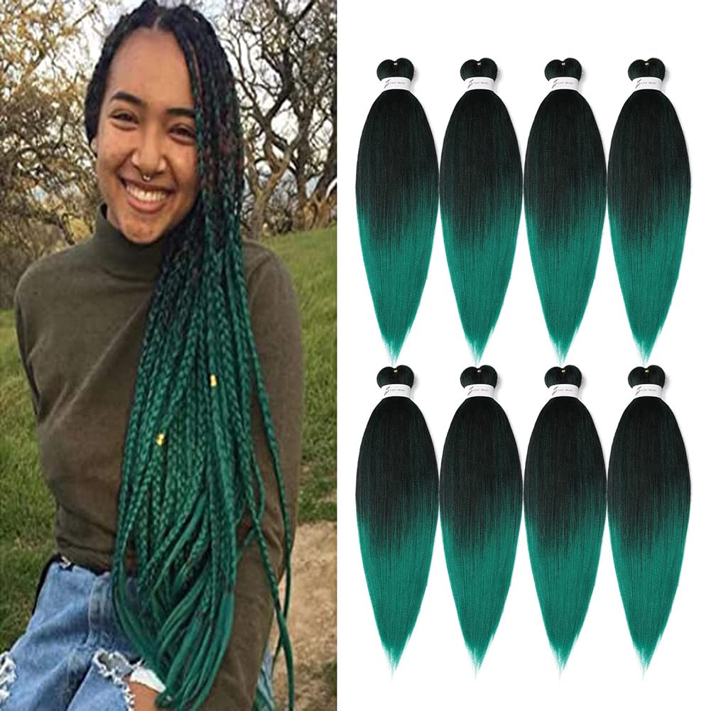 8 Packs 20-Inch Ombre Pre-Stretched Braiding Hair - Soft Yaki Texture Extensions