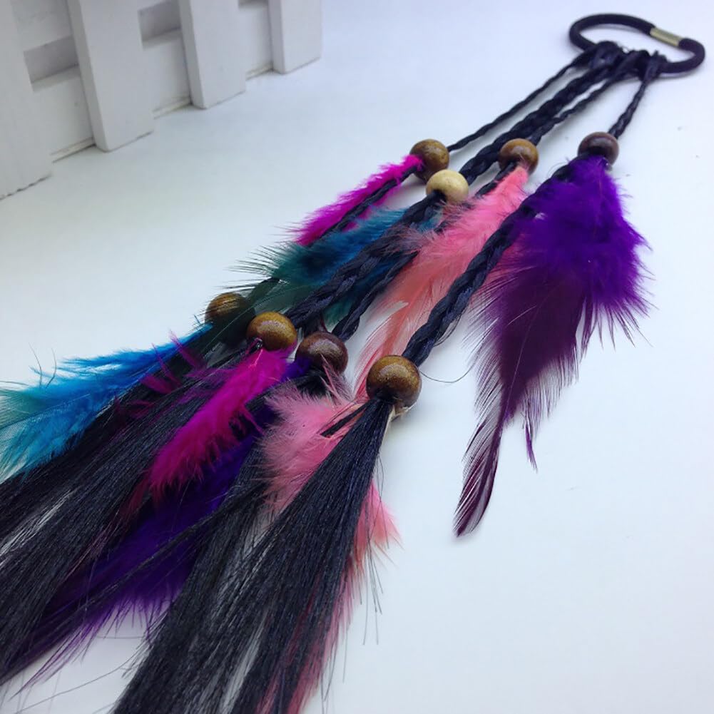 Feather Hair Clips,Zcargel 4PCS Hippie Hair Extensions with Feather Clip Comb Set Hair Extensions Boho Headpiece for Women and Girls