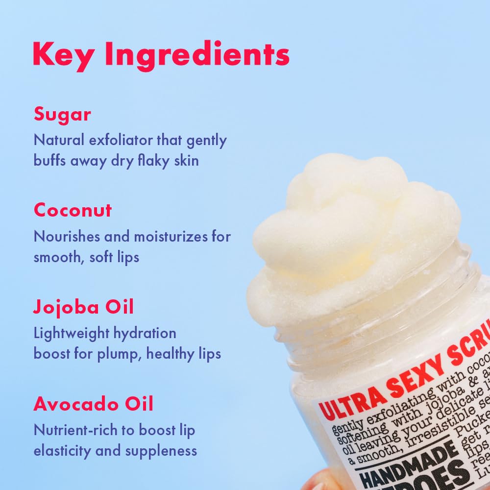 Vegan Coconut Lip Scrub - 100% Natural Exfoliator for Chapped Lips | 3pc Set