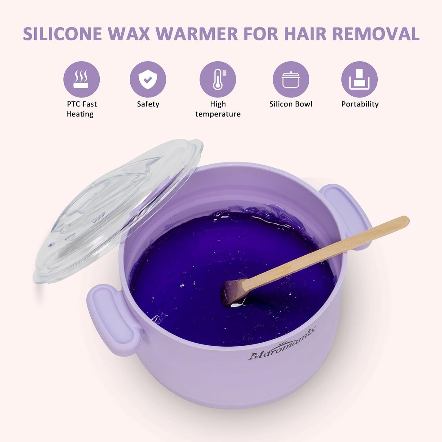 Portable Silicone Wax Warmer Kit with 4 Hard Wax Beads for Home Hair Removal