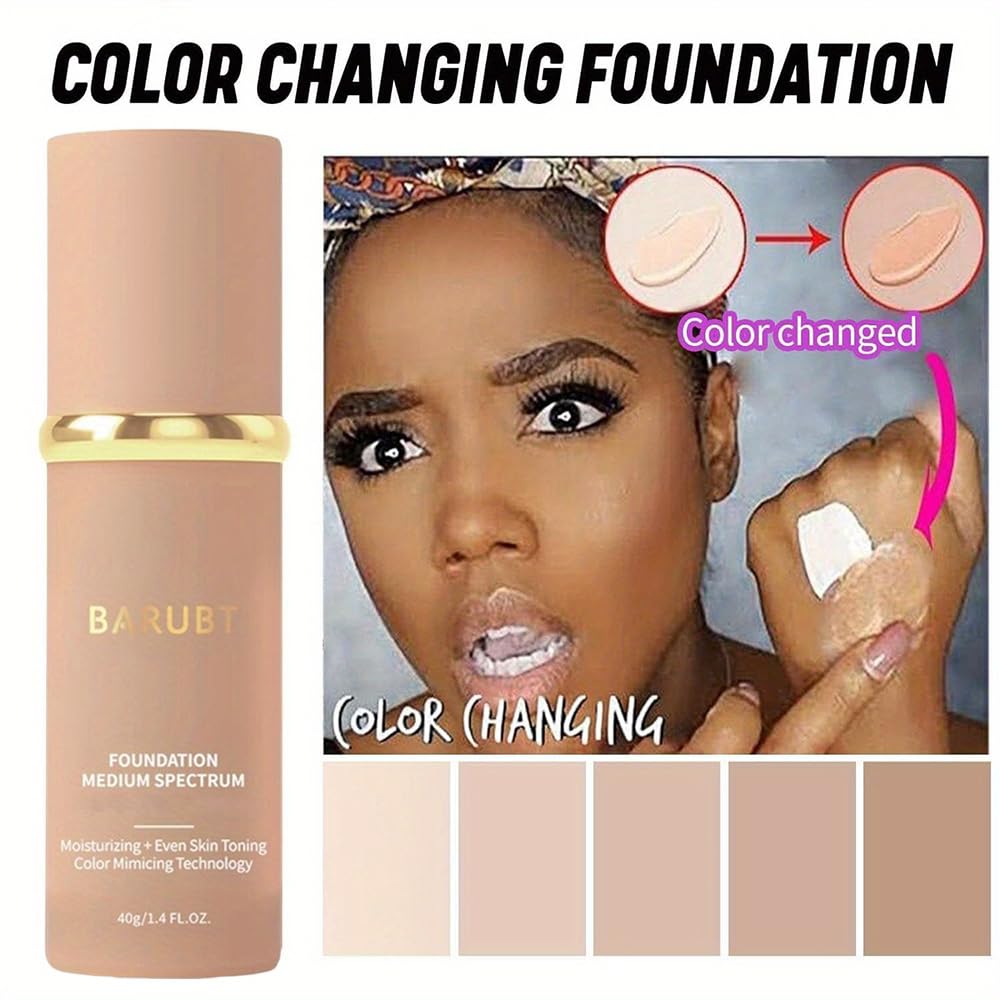 3PCS 4 in 1 Color-Changing foundation Liquid - Moisturizing Medium Full Coverage Concealer, Medium Spectrum Foundation Cream Moisturizing Nourishing,Waterproof & Sweatproof 40ml/1.41 FL.OZ*3