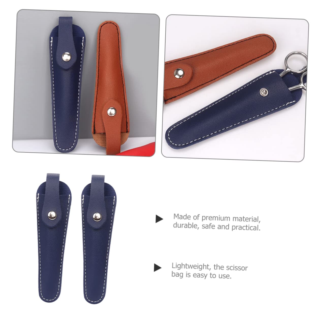 MERRYHAPY 2pcs Pu Leather Scissor Holder Lightweight Barber Hairdressing Tool Bag for Protection for Salon and Home Use