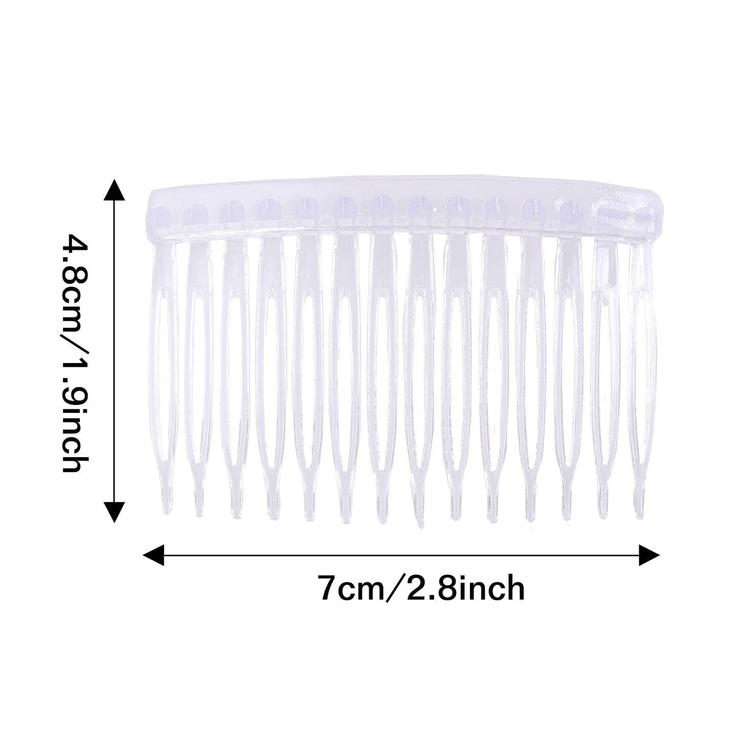 Cinaci 30 Pack Small Clear White Plastic Hair Side Combs Slide Bun Holder with 14 Teeth DIY Headpieces Thin Fine Hair Clips Grips French Twist Barrettes Accessories for Women Girls Wedding Brides Veil