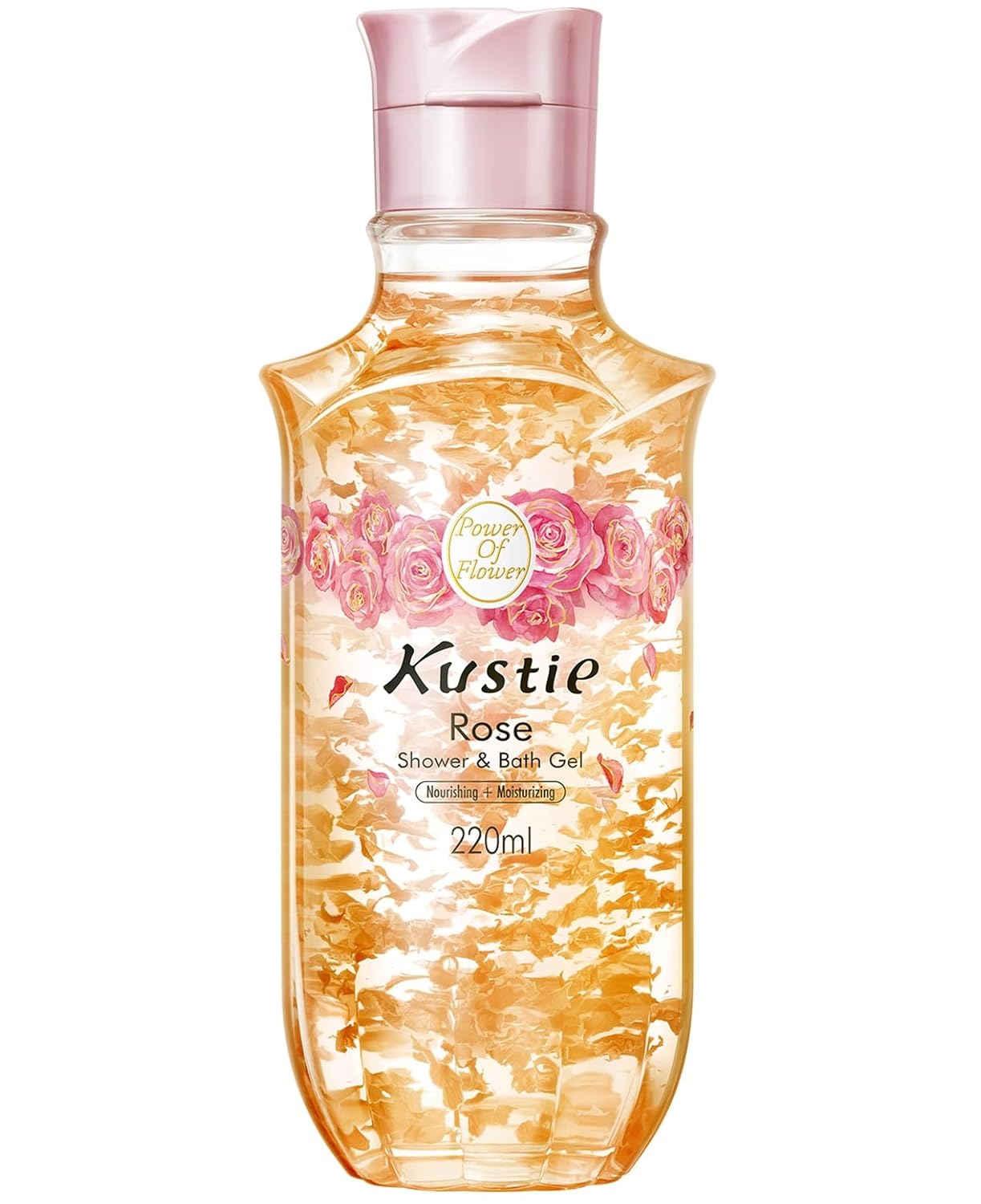 Rose Oil Anti-Aging Body Wash with Real Petals | Deep Moisturizing Shower Gel for Dry Skin, 16.9 fl oz