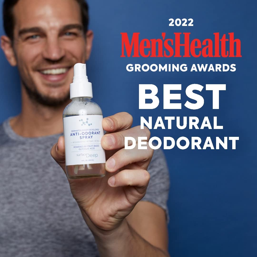 Surface Deep Natural Spray Deodorant for Men/Women, Anti-Odorant, Natural Spray Deodorant for Women and Men, Aluminum Free, Vegan, Cruelty Free. Dermatologist Developed.