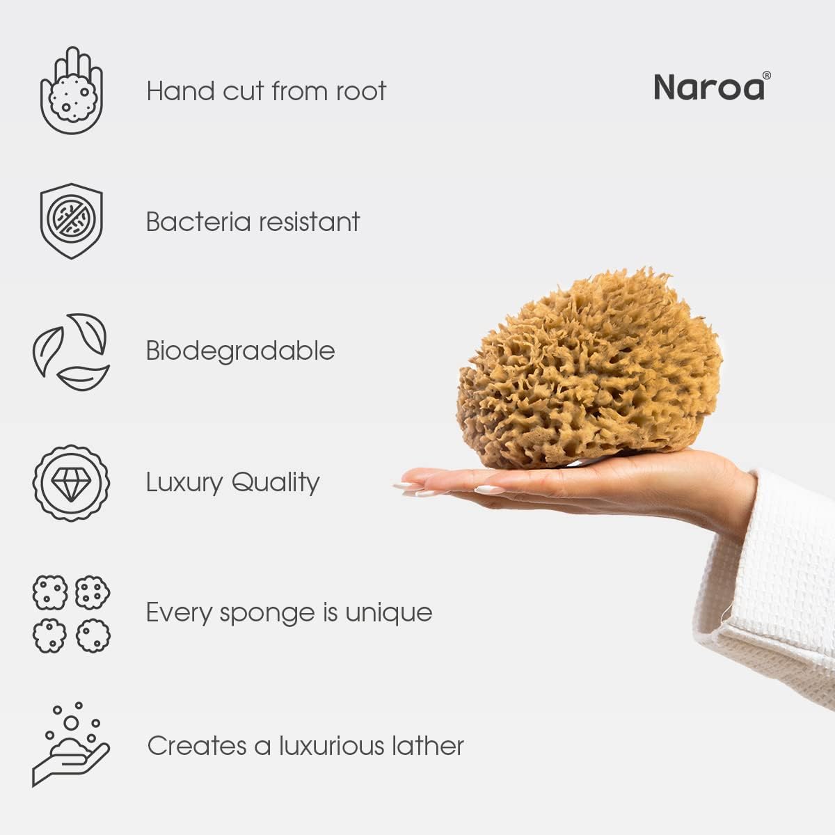 Large Unbleached Natural Sea Loofah Sponge | Gentle Bath & Shower Body Scrubber