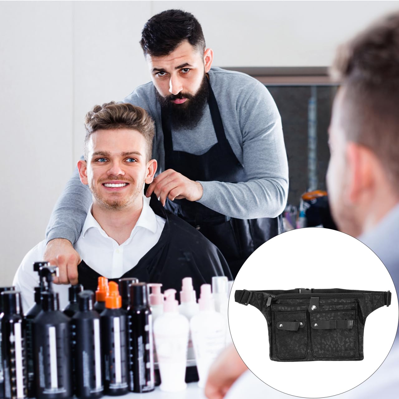 LALAFINA Hairdresser Scissor Bag Canvas Barber Waist Pouch Adjustable Strap Hairdressing Tools Hair Cutting Tools Bag for Salon and Home Use