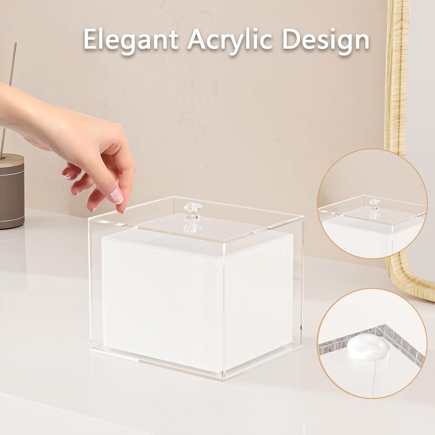 Clean Skin Club Acrylic Disposable Face Towels Holder - Bathroom Organizer & Storage Box