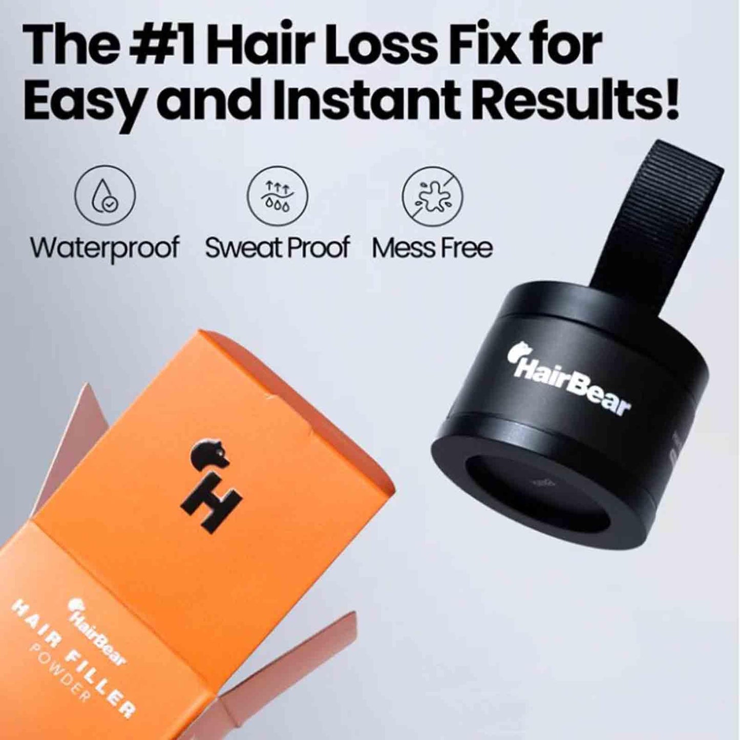 Hairbear Hair Filler, Hair Bear Hair Filler Long Lasting Water Proof, Hairbear Hair Filler Fast&ful, Fibers Natural Black, For Thinning Hair Women and Men &graying Hair Roots (Brow2, 1)