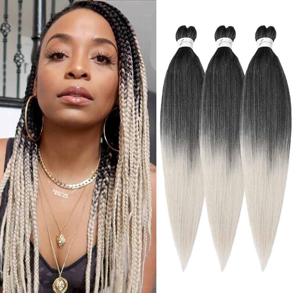 8 Packs 20-Inch Ombre Pre-Stretched Braiding Hair - Soft Yaki Texture Extensions