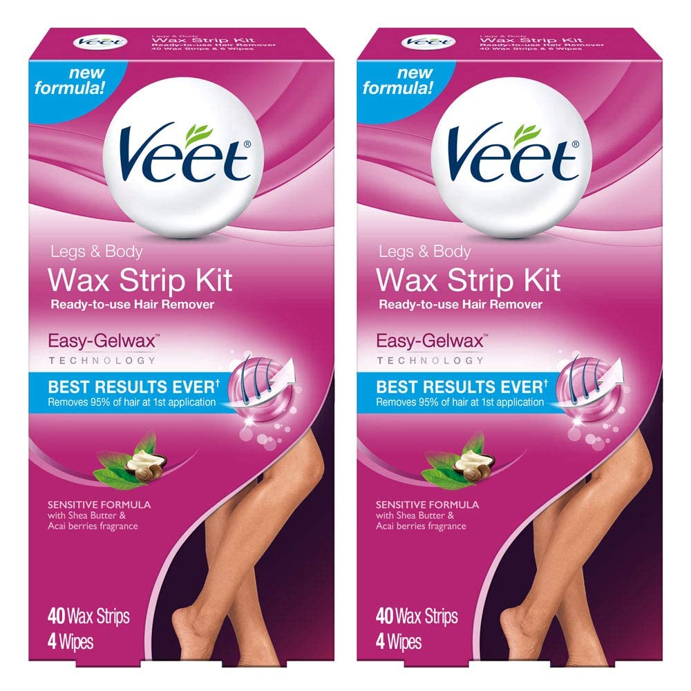 Veet Cold Wax Strips for Legs & Body - 80 Total Strips, Smooth Hair Removal