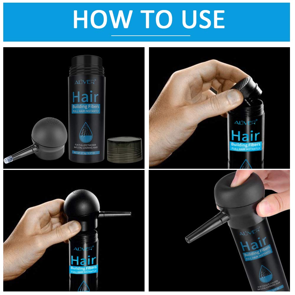 Hair Fibers for Thinning Hair With Spray,Undetectable Natural Formula,Thicker Fuller Hair in 15 Seconds,Instantly Conceal & Thicken Thinning or Balding Hair Areas,For Men&Women,Black