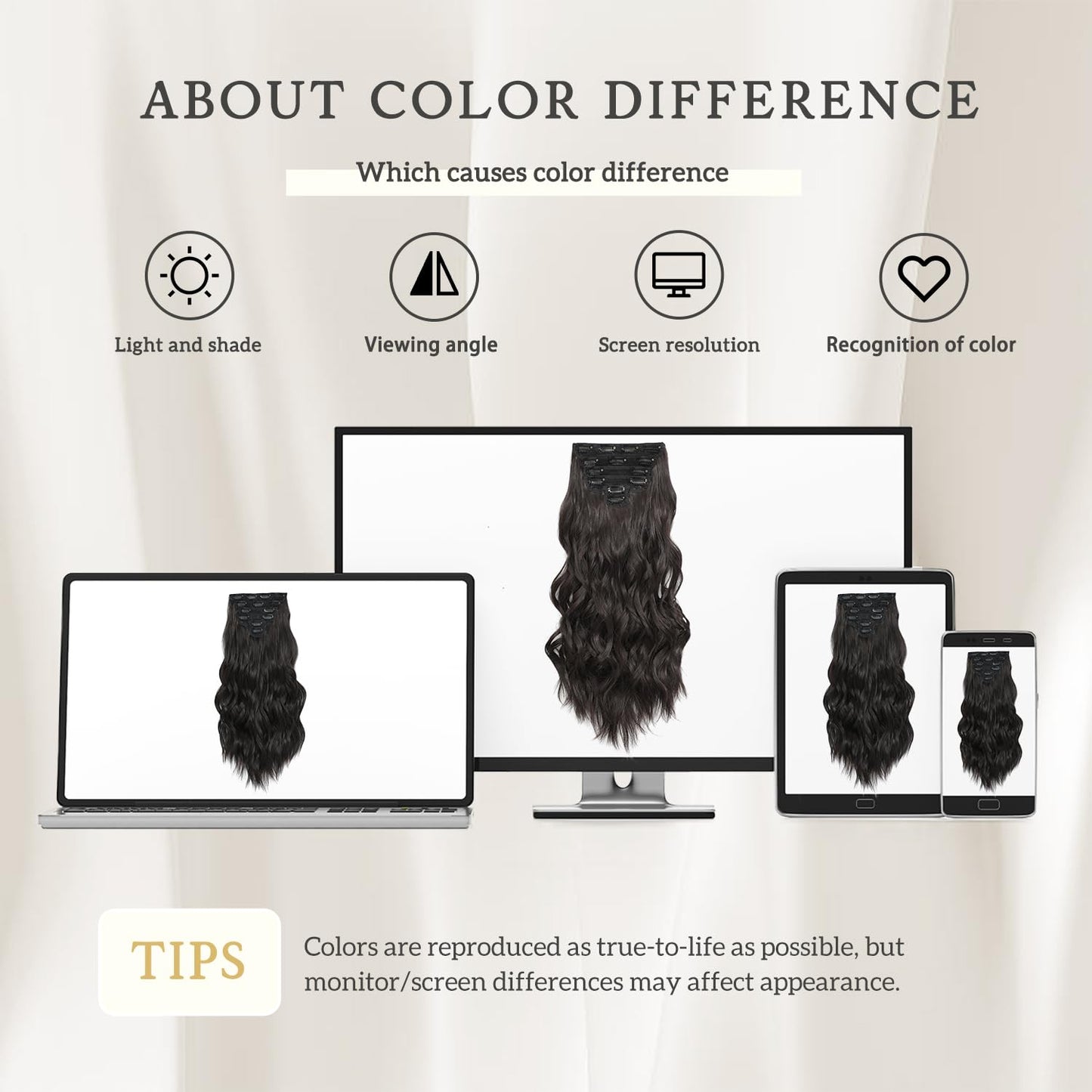 Fliace Clip in Hair Extensions, 6 PCS Natural & Soft Hair & Blends Well Hair Extensions, Dark Brown Long Wavy Hairpieces(20inch, 6pcs, Dark Brown)