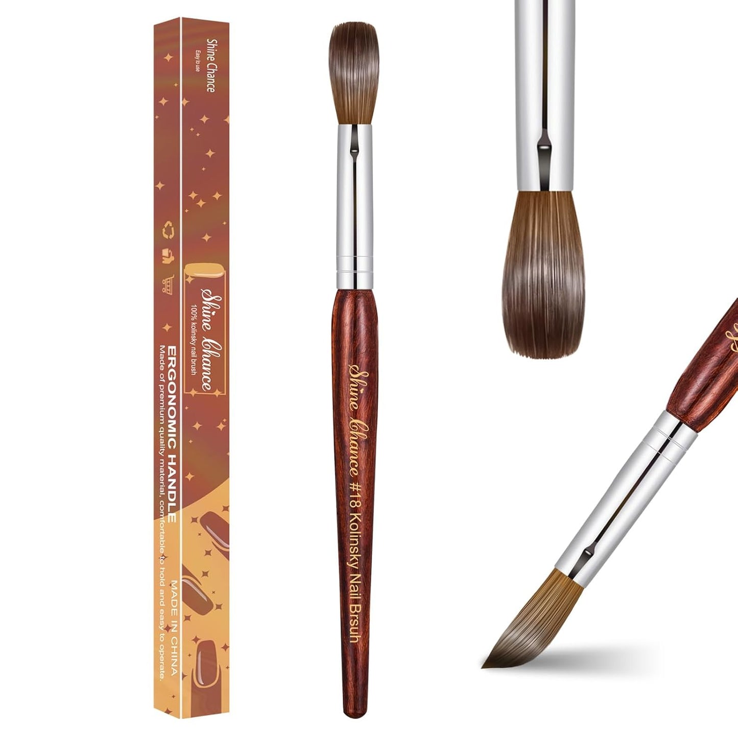 Professional Acrylic Nail Art Brush - Size 16 Kolinsky Hair Oval for DIY Salon