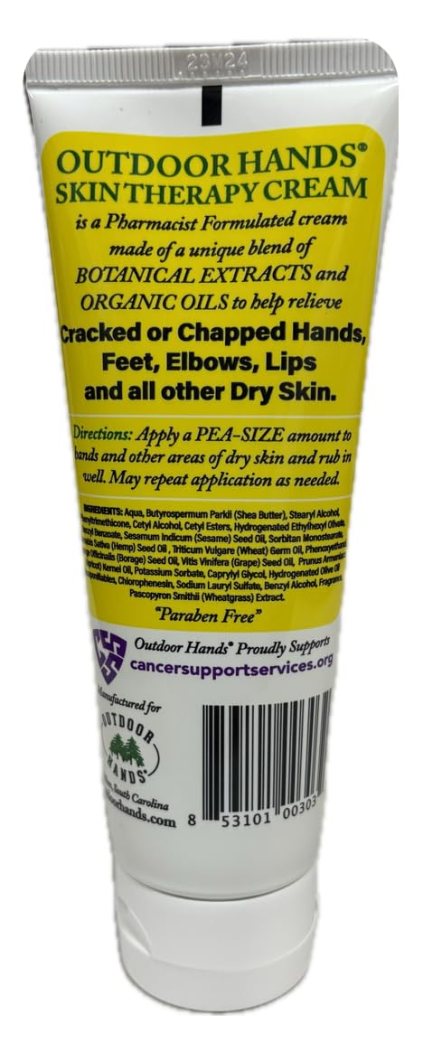 Outdoor Hands Skin Therapy Cream – 3.4 oz Crack & Dry Skin Repair – Pharmacist-Formulated Healing Cream for Cracked, Chapped or Split Hands, Heels & Elbows - 2 pack