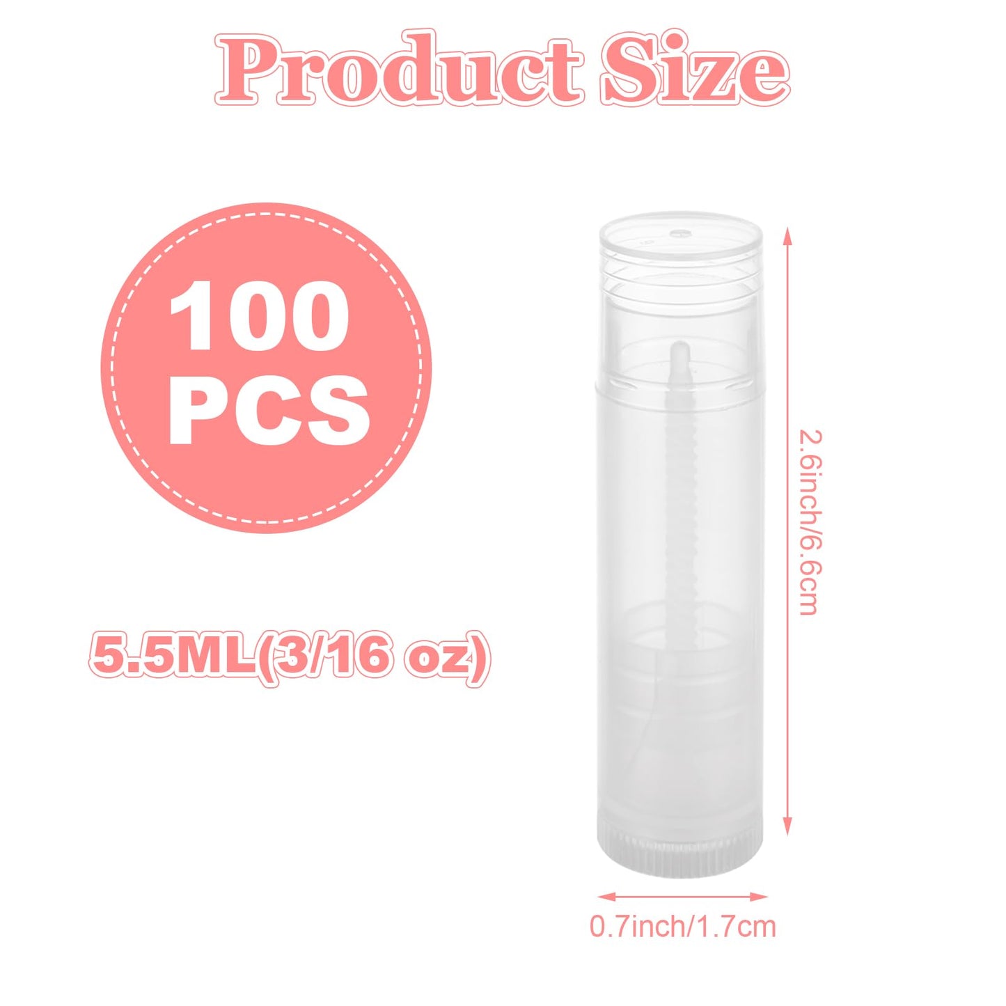 ACXFOND 100Pcs Twist-up Lip Balm Tubes with Filling Tray and Spatula, 5.5ml (3/16 Oz) Empty Plastic Lip Gloss Balm Containers for DIY Homemade Lipsticks, Chapsticks and Homemade Solid Perfume