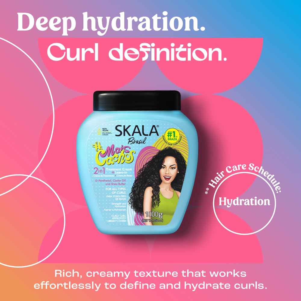 SKALA Mais Cachos for hair type 3ABC - 2 IN 1 Conditioning Treatment Cream & Cream To Comb 35.2oz, BLUE