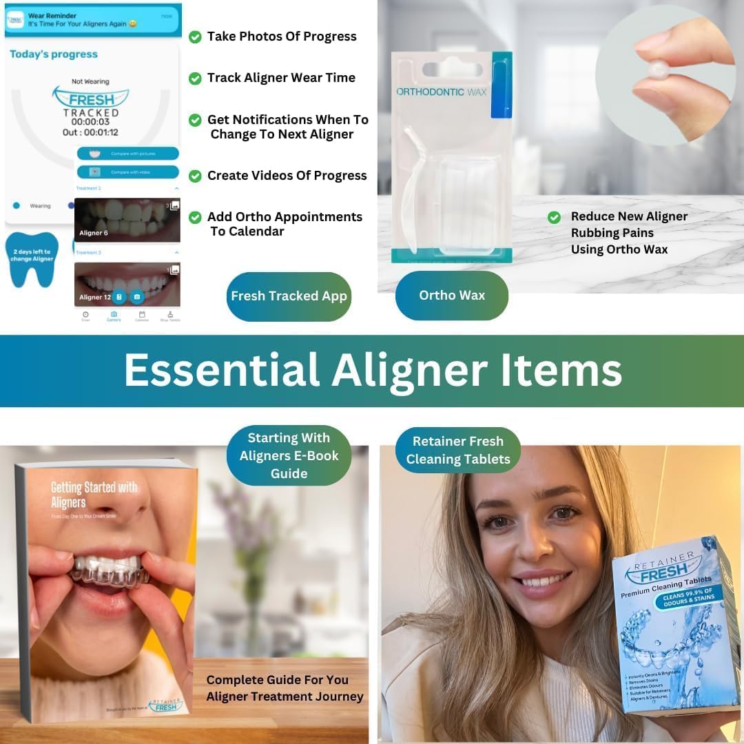 Retainer Cleaning Kit & Tablets - 36 Tablets 1 Month Supply Retainer Fresh, Brite, and Stain-Free - Retainer Cleaner Tablet, Mouth Guard, Dentures, Aligners