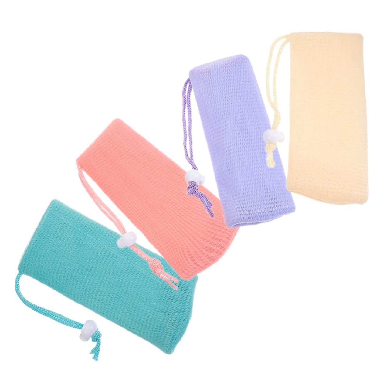 NULYLU 4pcs Soap Bar Shower Bag Lathering Mesh for Face Net Pouch Exfoliating