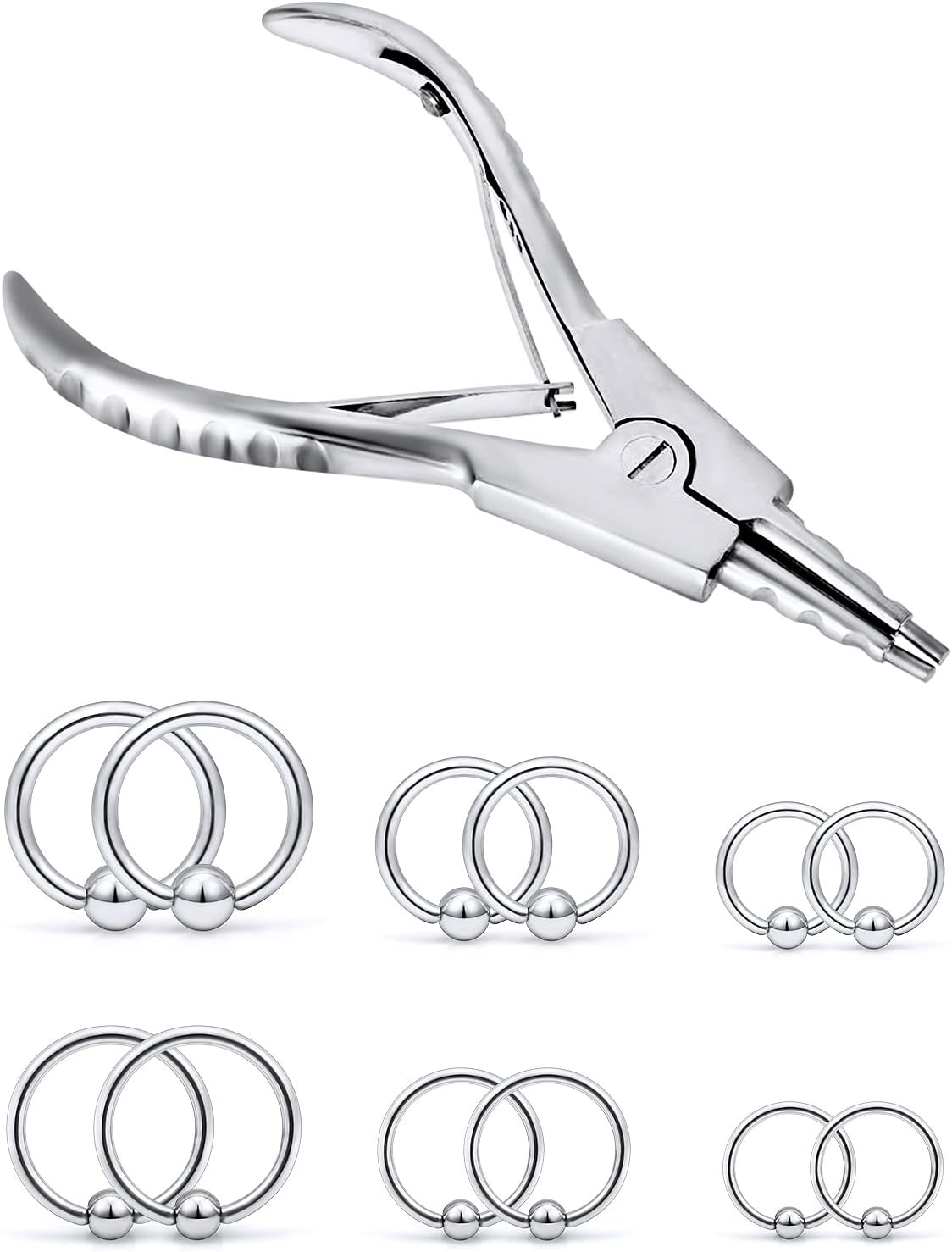 316L Surgical Steel Body Piercing Tools Kit - 9 Styles for Nose, Septum, Lip, Tongue & More
