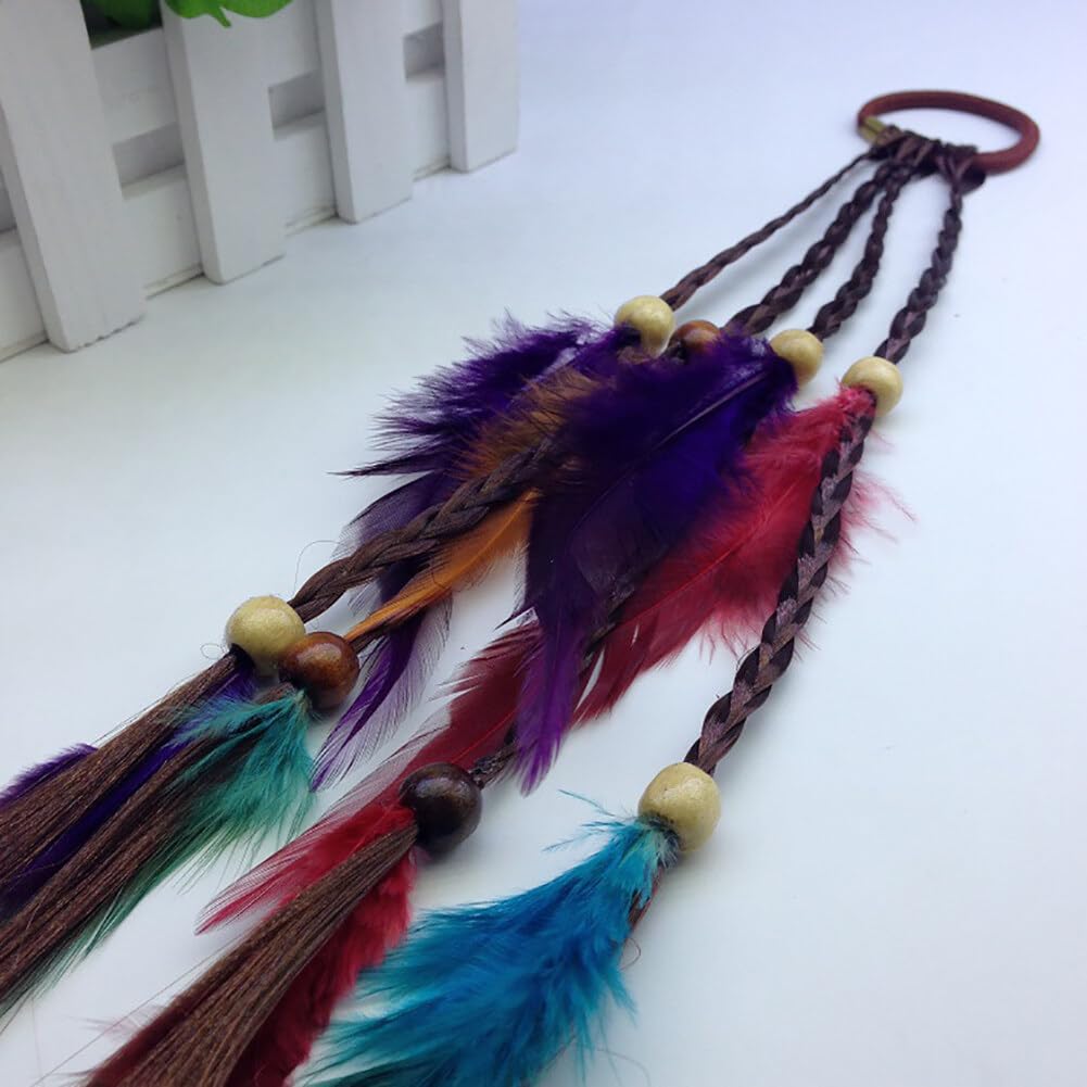 Feather Hair Clips,Zcargel 4PCS Hippie Hair Extensions with Feather Clip Comb Set Hair Extensions Boho Headpiece for Women and Girls