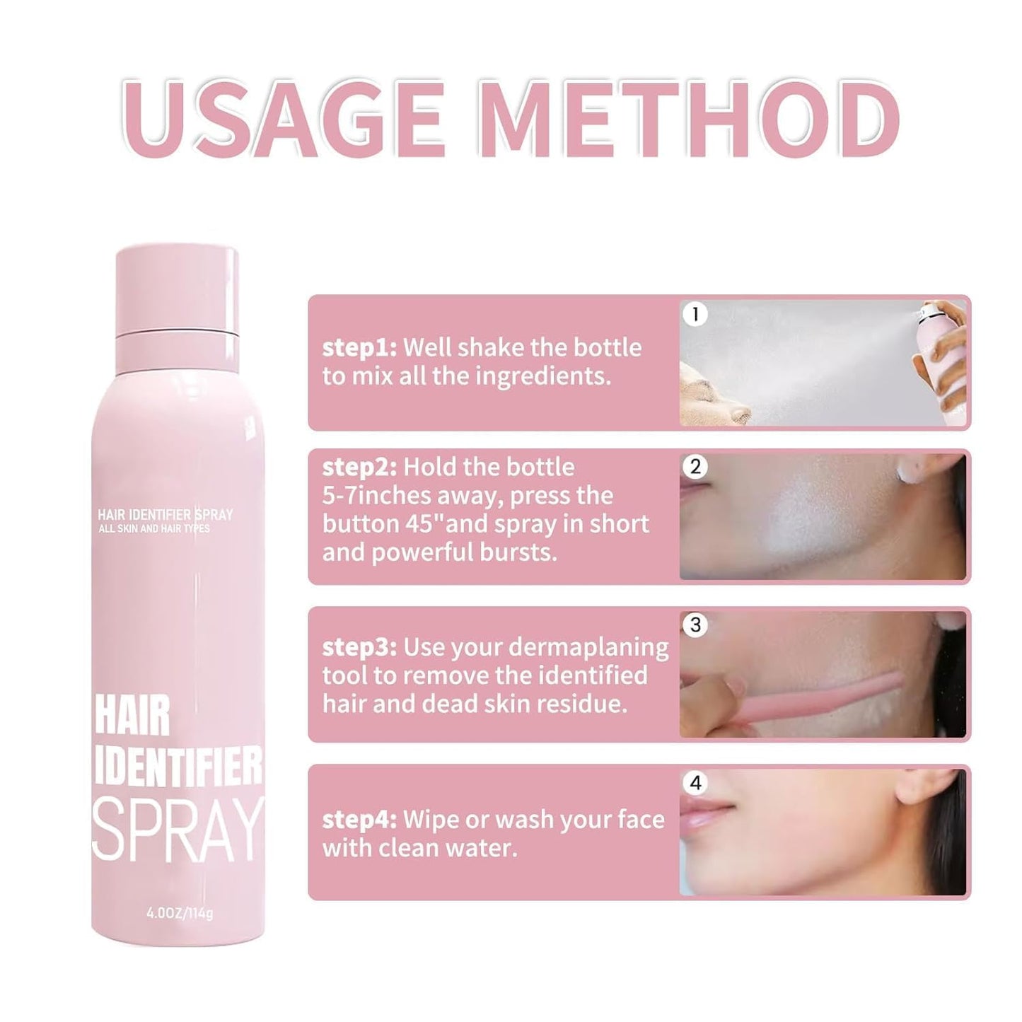 Vrpshe Hair Identifier Spray, Skin Body Face Hair Identifier Spray, Skin Dermaplaning Spray for Face (1 Pack)