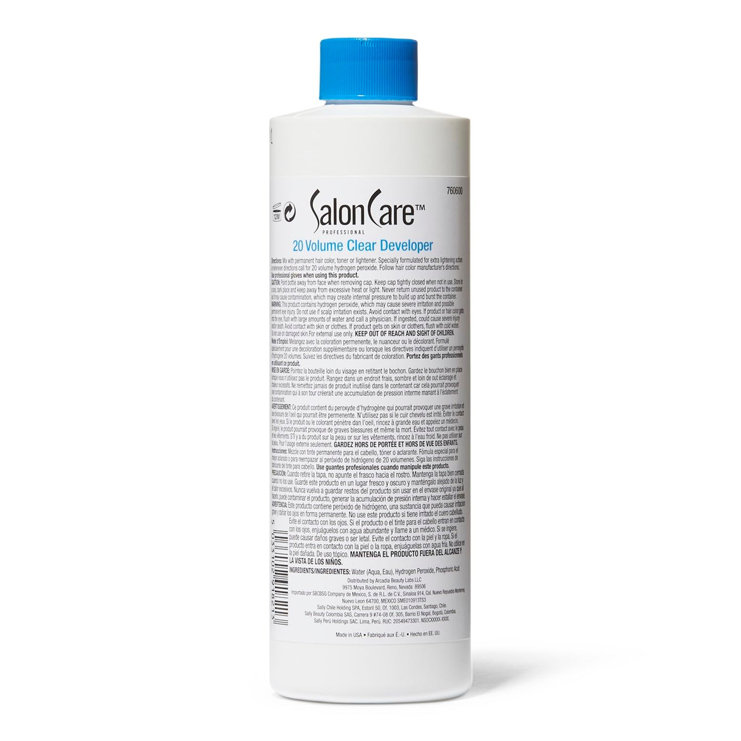 Salon Care 20 Volume Clear Developer with Superior Gray Coverage, Stabilized Formula, 16 Ounce