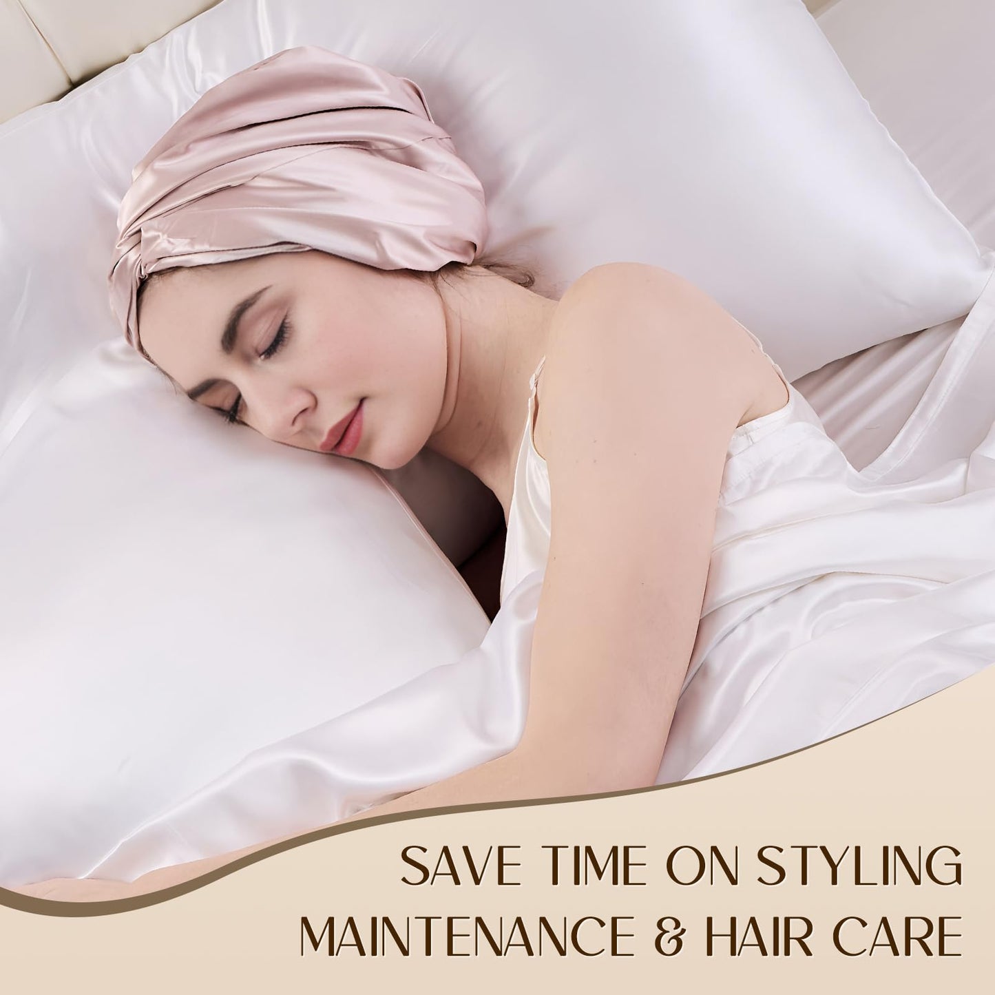 ZIMASILK 22 Momme Adjustable 100% Mulberry Silk Bonnet for Sleeping Women, Silk Hair Wrap for Hair Protection, That Reduces Falling off (1Pc, Pink)