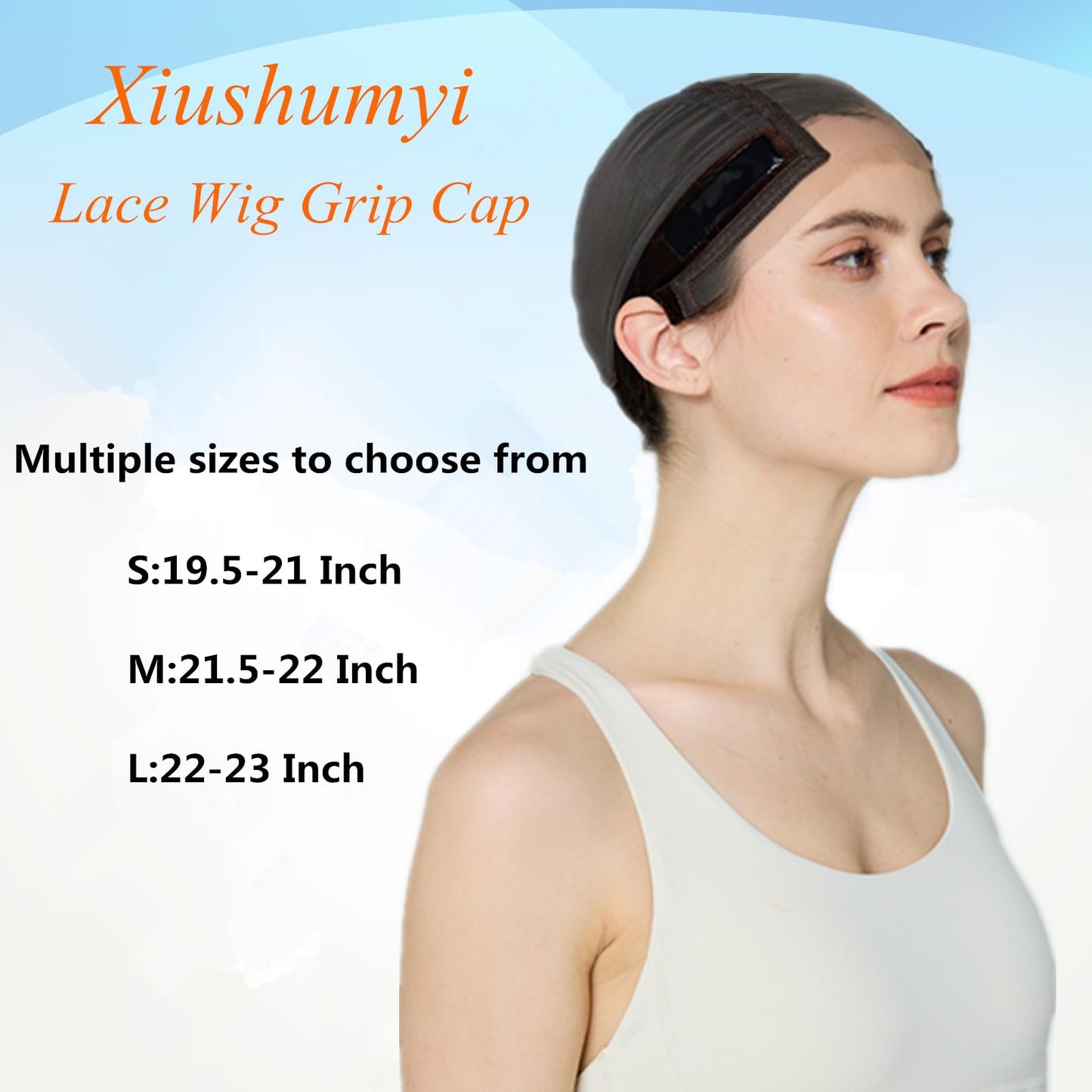 Xiushumyi Wig Cap Lace Wig Grip Cap for Keeping Wigs in Place Wig Cap with Grip Band Make Your Wigs Glue Free Non-Slip Wig Caps for Women (Brown, M)