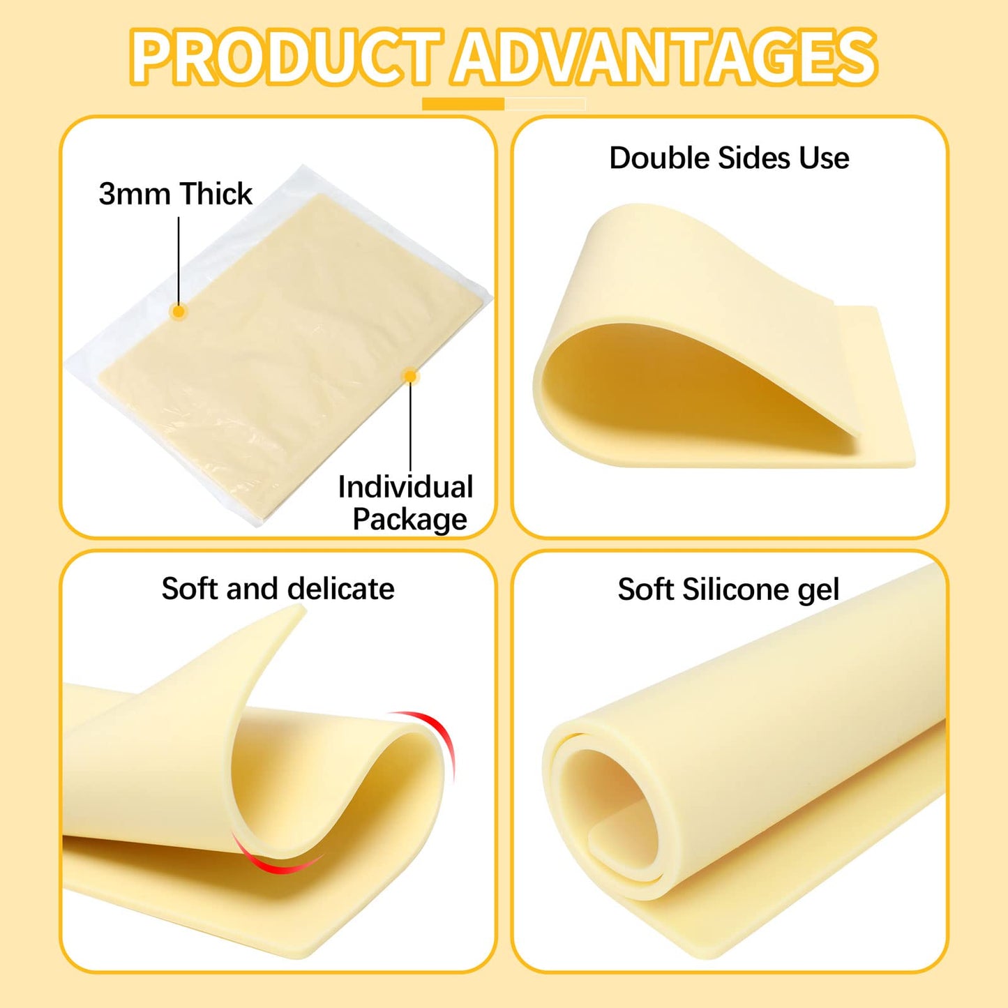 6 Pcs 3mm Fake Skin Practice Kit, 11.8x8.3 in Thick Silicone Skin with 2 Pcs Tattoo Template, for Beginner & Experienced Tattoo Artists (12x8in-6pcs)