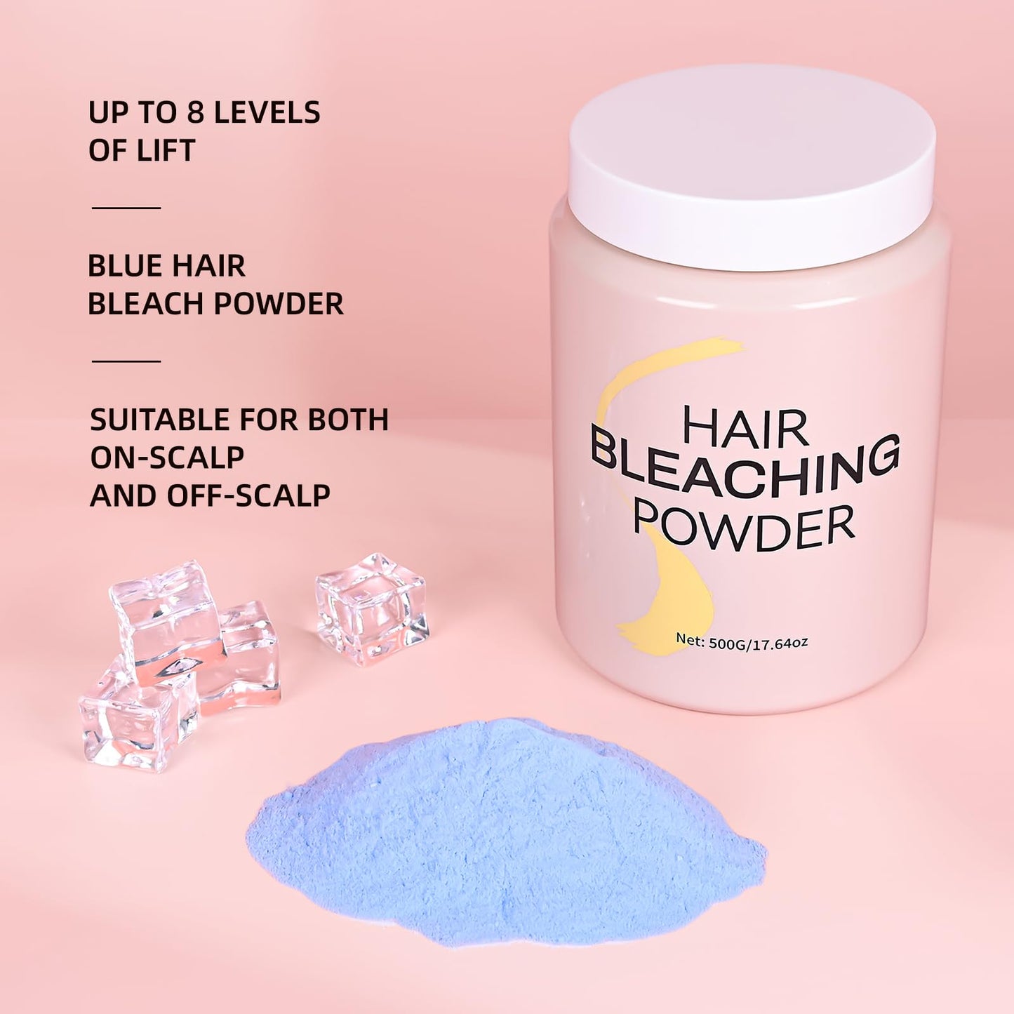 Bleach Powder for Hair,Hair Lightener-Up to 8 Levels of Lift,Quick Blue Hair Bleach Powder for All Hair Types.(500G/17.64oz)
