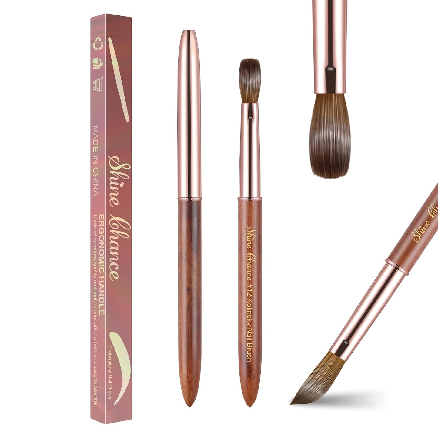 Professional Acrylic Nail Art Brush - Size 16 Kolinsky Hair Oval for DIY Salon