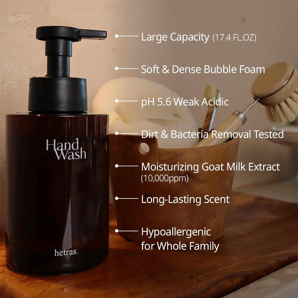 Luxurious Forest Scent Hand Wash - Hetras Perfume Bubble Wash 17.4 fl oz (2 Pack) with Pump Dispenser | Hydrating & Gentle Formula