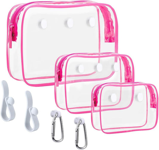Clear Bogg Beach Tote Bag Set - 3 Packs with 2 Insert Hooks for Travel & Makeup Organization
