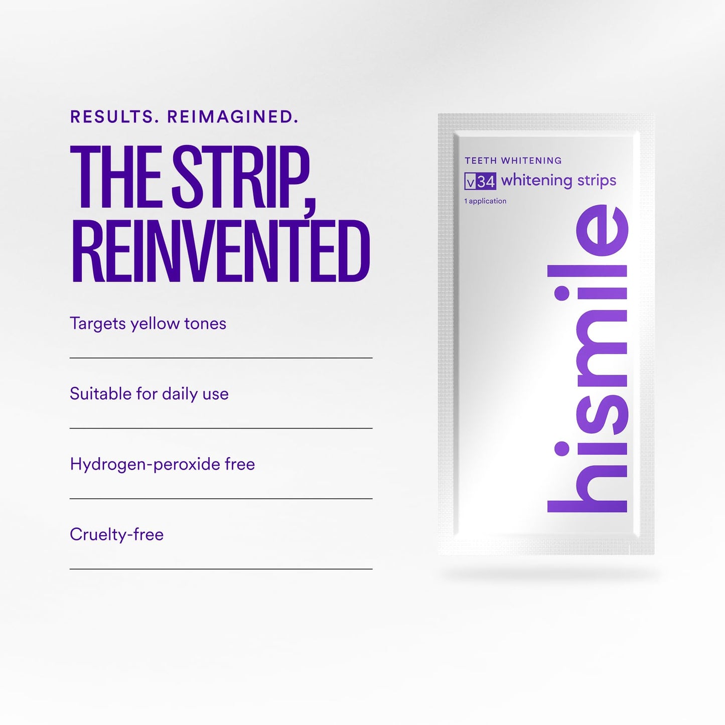 Hismile V34 Whitening Strips, Teeth Whitening Strips, Purple Tooth Whitening, Tooth Stain Treatment, Combining Whitening and Colour Correction