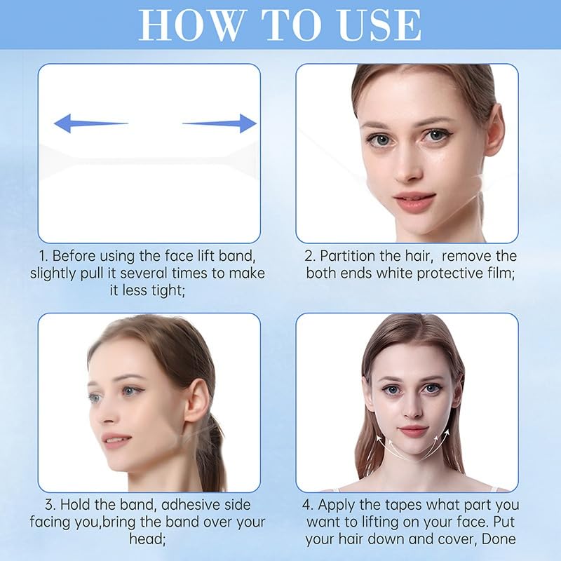 Quorlentis Facelift tape for face invisible Face Lift Tape Kit with Invisible Adhesive Strips for Skin Lifting, Includes Neck and Face Support Stickers (V27 120 stickers)