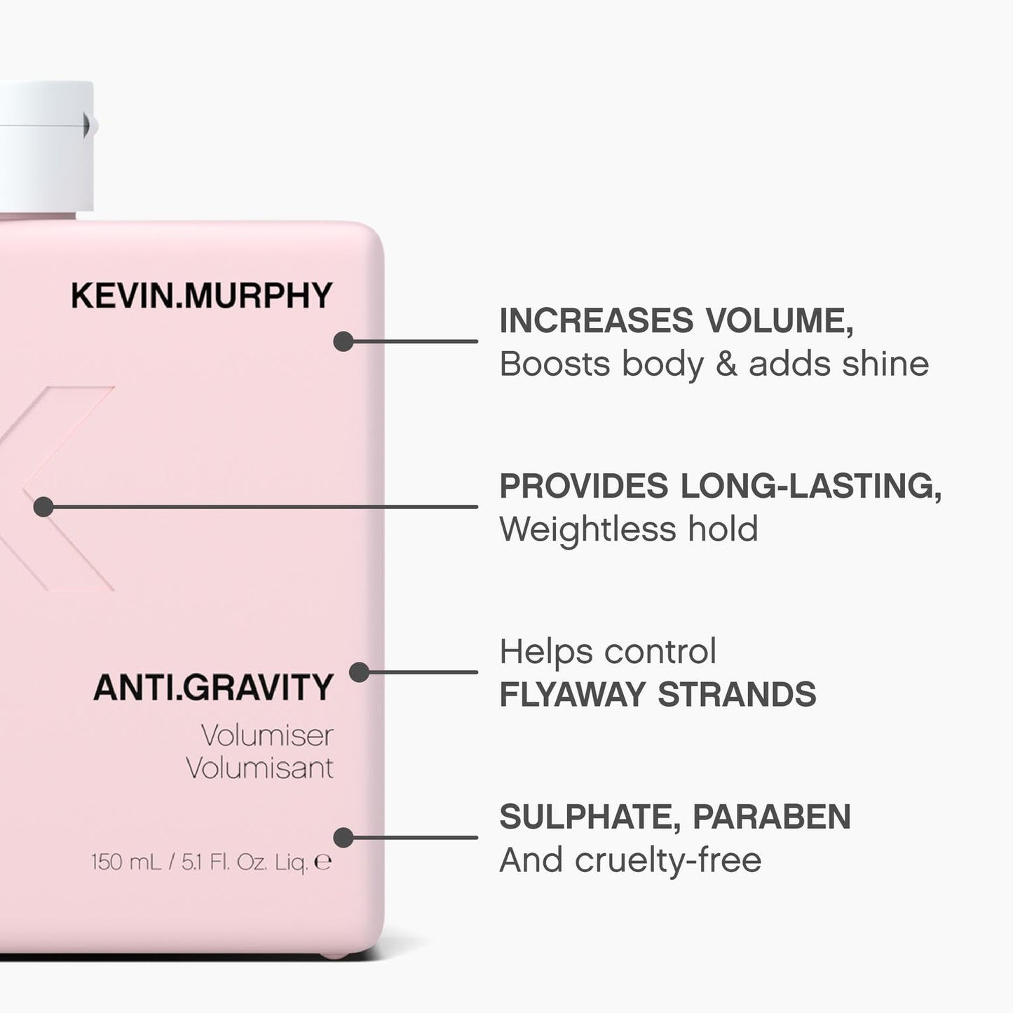 KEVIN.MURPHY ANTI.GRAVITY - Volumising & Texturising Lotion - For All Hair Types - Hair Volume, Texture & Shine - Less Flyaways - Sulphate & Paraben Free Care - 150 mL / 5.1 fl oz