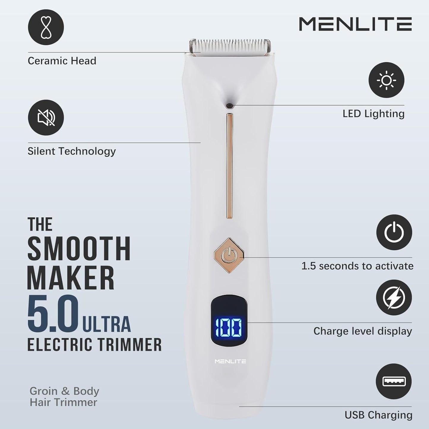 2-in-1 Waterproof Bikini Trimmer for Women - USB Rechargeable Electric Razor