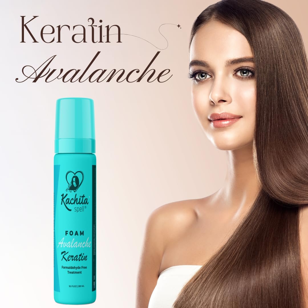 Kachita Spell Keratin Avalanche Foam Hair Straightening Treatment, Formaldehyde-Free, Mousse Foam Type, Safe and Effective Hair Premanent Treatment